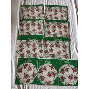Royal Lace Poinsettia Lace Placemats & Doilies Sets